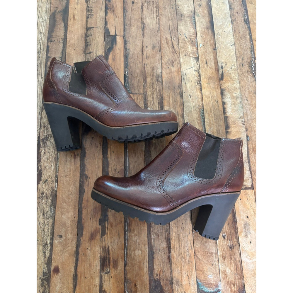 Women's Sperry Brown Leather Brogue Chelsea Ankle Boots US 11